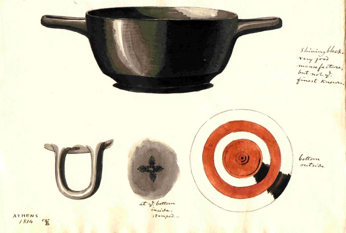 (257) shiny black pot, detail of bottom